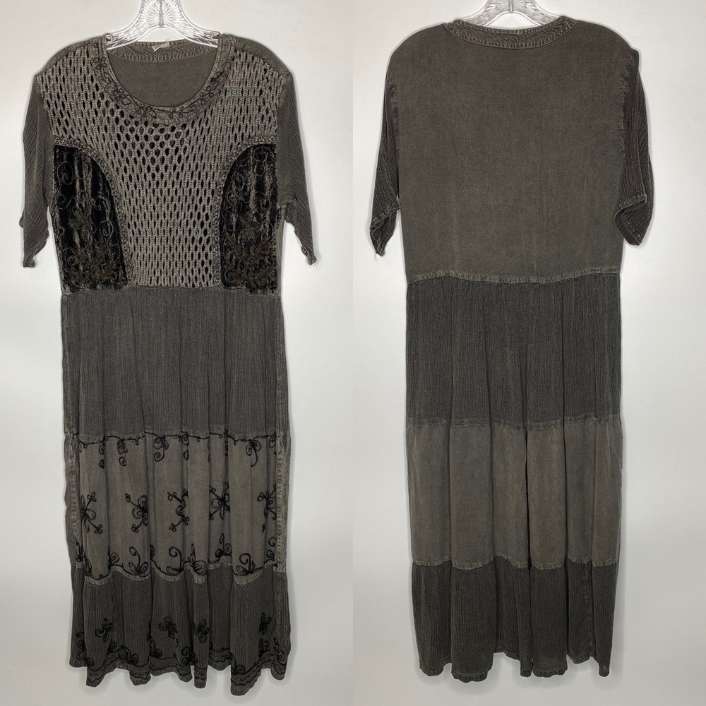 Unbranded Gray Peasant Cottage Core Maxi Dress